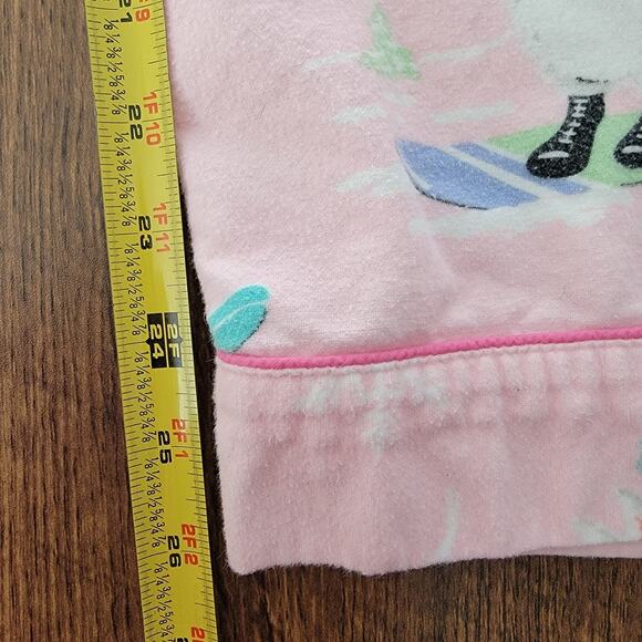 Nick & Nora Pink Winter Snow Bunnies Pajama Pants Drawstring Sz M Flannel Cotton - Picture 8 of 13